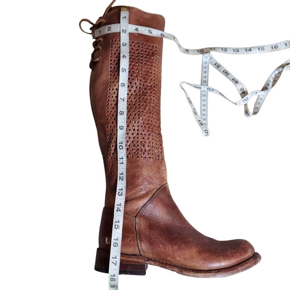 Bed Stu Cambridge Tan Brown Leather Cutout Knee-High Riding Boots - Picture 11 of 14